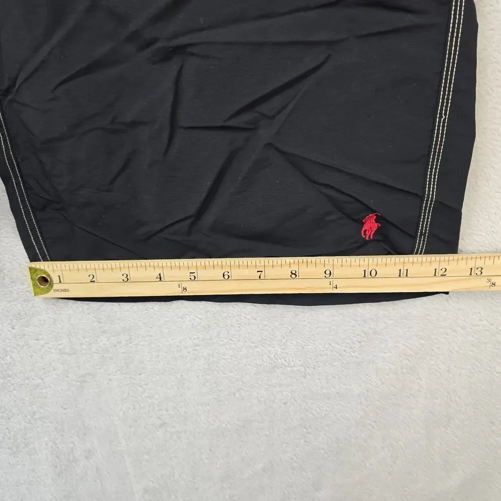 Polo Ralph Lauren Swim Shorts Mens Large Black Cargo Trunks Red Pony Logo Surf